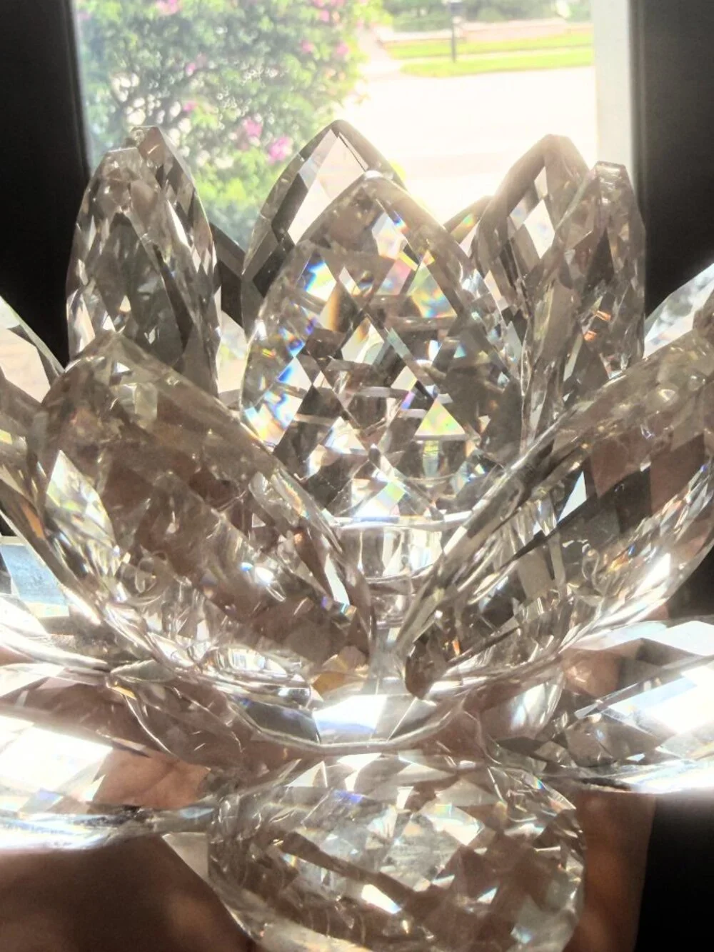 Large JM by Julien Macdonald Crystal Lotus Flower Votive TeaLight Candle Holder